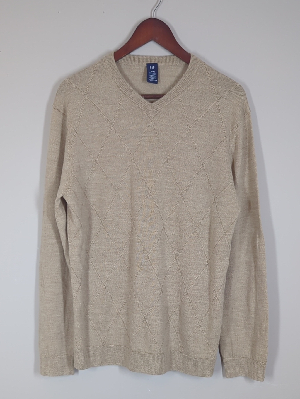 GAP Merino Wool V-Neck Beige Sweater Xl